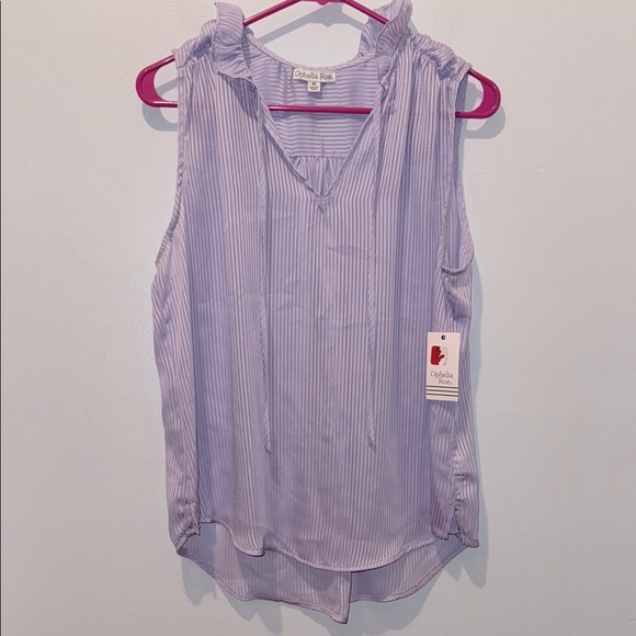 Ophelia Roe Medium Sheer Lavender Striped Sleeveless Top - Picture 3 of 9
